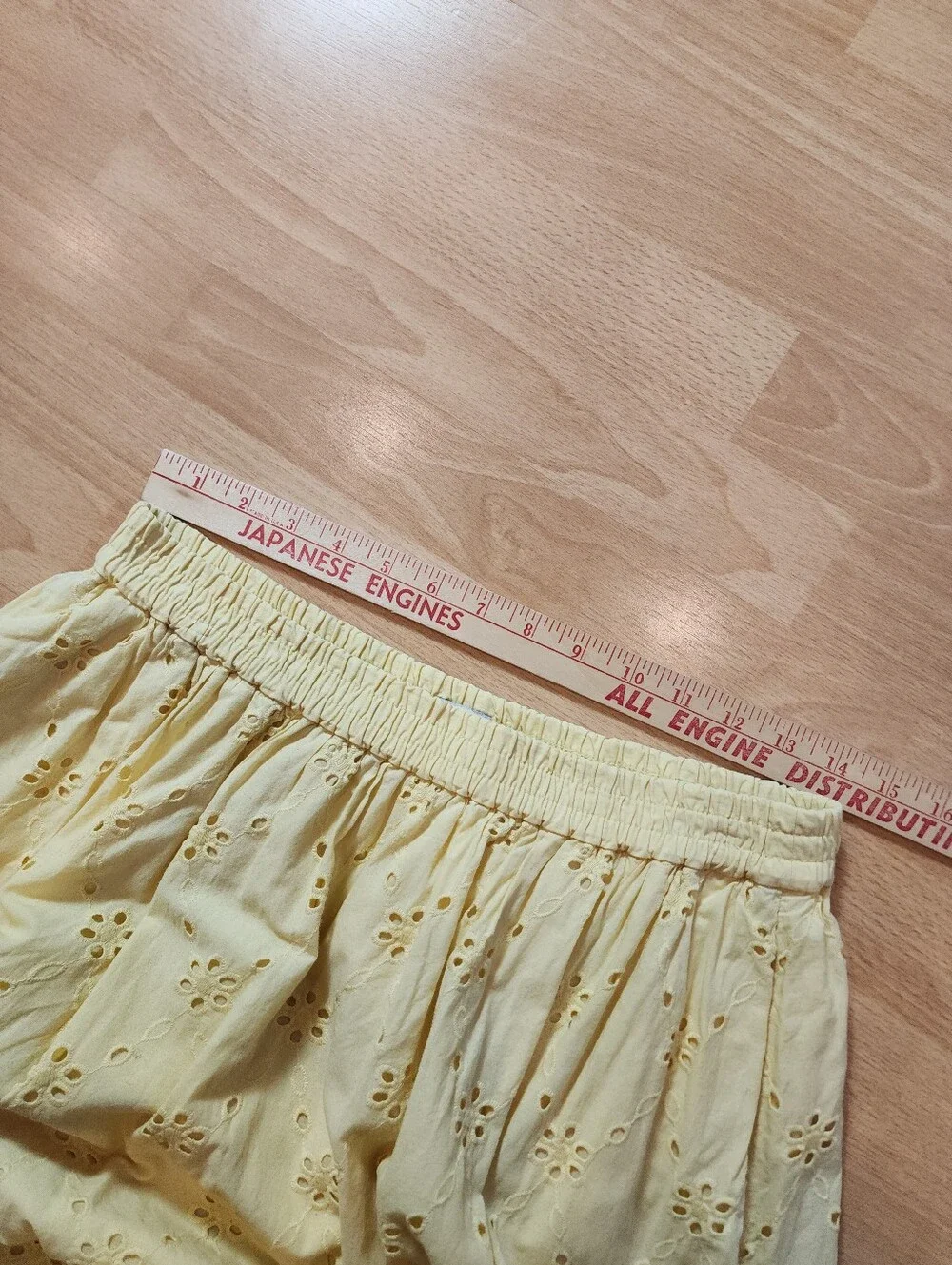 J. Crew 100% Cotton Yellow Eyelet Midi Skirt Pockets Pull On Size Medium